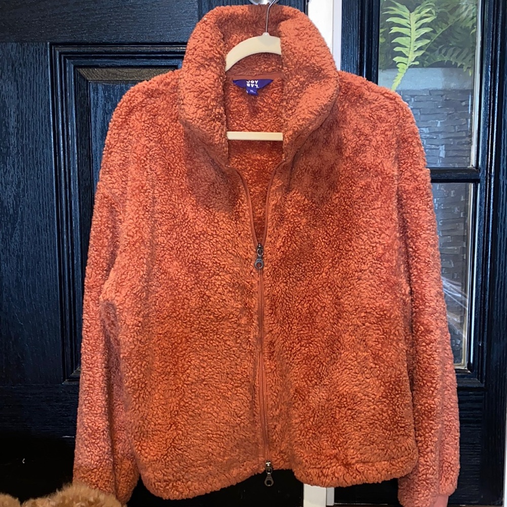 JOY LAB Orange Sherpa Zip Up